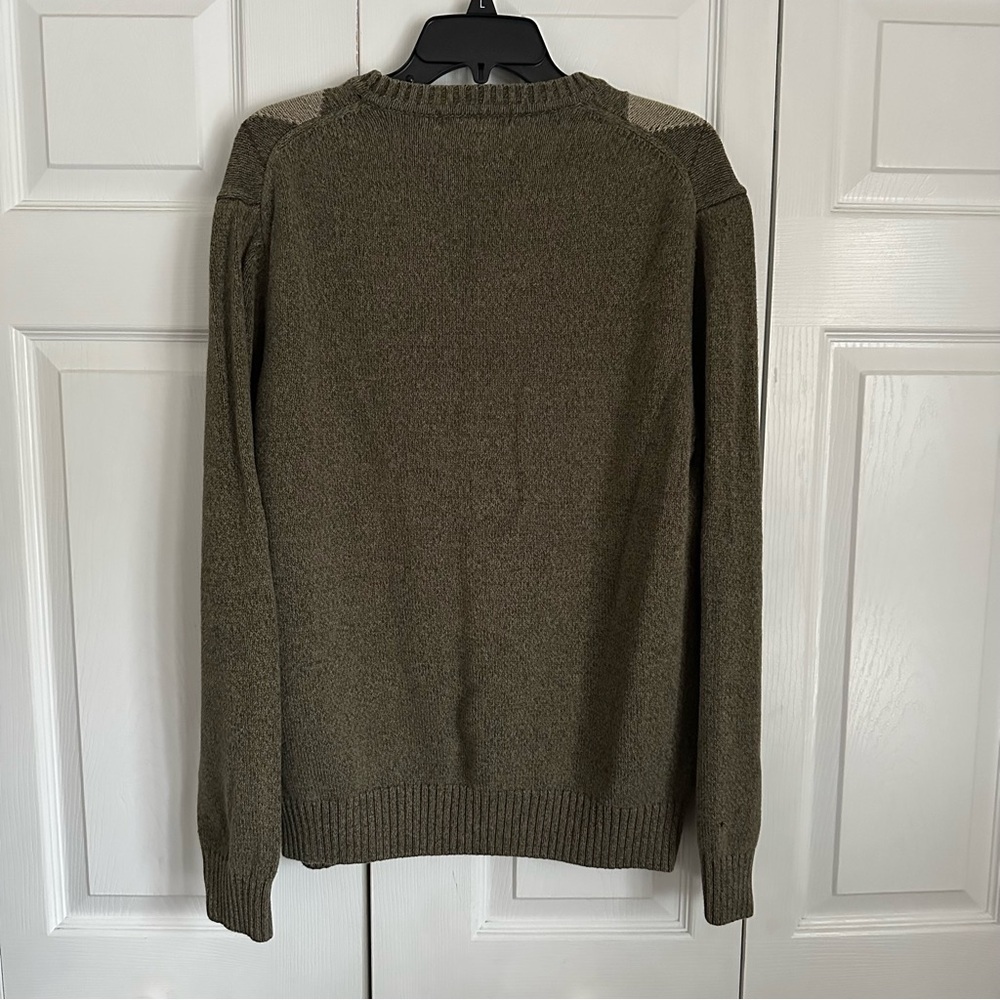 Geoffrey Beene Sweater Mens L Green Brown Argyle Crewneck Cotton Pullover Preppy - Picture 2 of 6